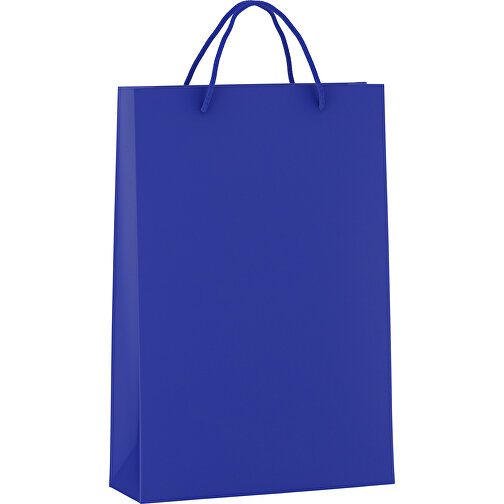 Tragetasche Basic 5 Mit Kunststoffkordeln , royalblau, Kraftpapier, 24,00cm x 36,00cm x 9,00cm (Länge x Höhe x Breite), Bild 1