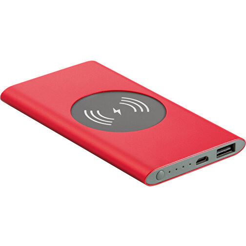 CASSINI. Induktive Powerbank , rot, Aluminium, , Bild 1