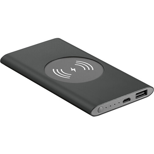 CASSINI. Induktive Powerbank , schwarz, Aluminium, , Bild 1