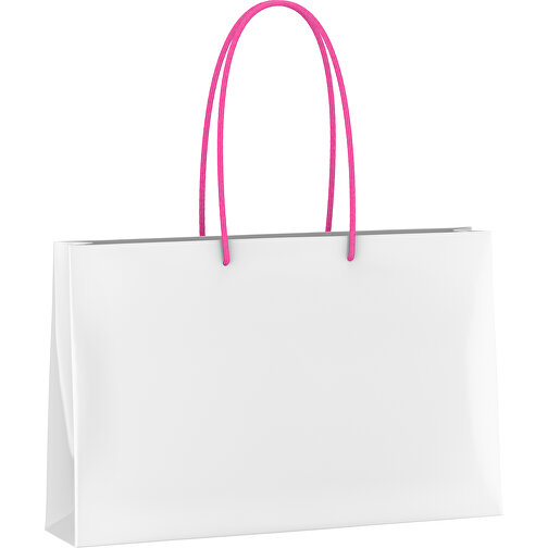 Tragetasche Classic 6 Mit Kunststoffkordeln , pink/weiß, White Chrom Papier, 37,00cm x 24,00cm x 9,00cm (Länge x Höhe x Breite), Bild 1