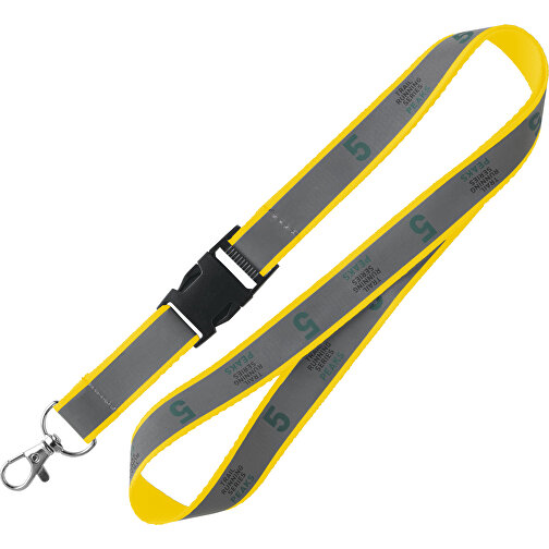 10 Mm Reflektierendes Lanyard , gelb, Polyester, 92,00cm x 1,00cm (Länge x Breite), Bild 1