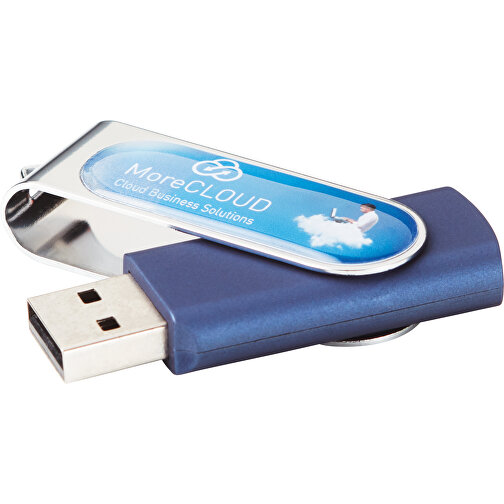Techmate USB Stick Mit Fullcolor Doming , blau MB , 4 GB , ABS, Metall MB , 2.5 - 6 MB/s MB , 5,50cm x 1,00cm x 1,90cm (Länge x Höhe x Breite), Bild 1