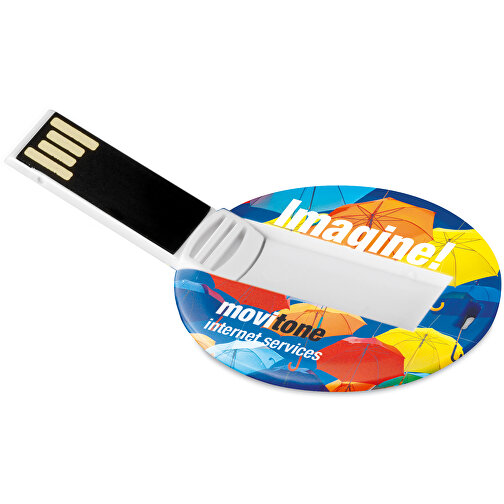 Runder USB Stick , weiss MB , 1 GB , ABS MB , 2.5 - 6 MB/s MB , 4,30cm x 0,30cm x 4,30cm (Länge x Höhe x Breite), Bild 1