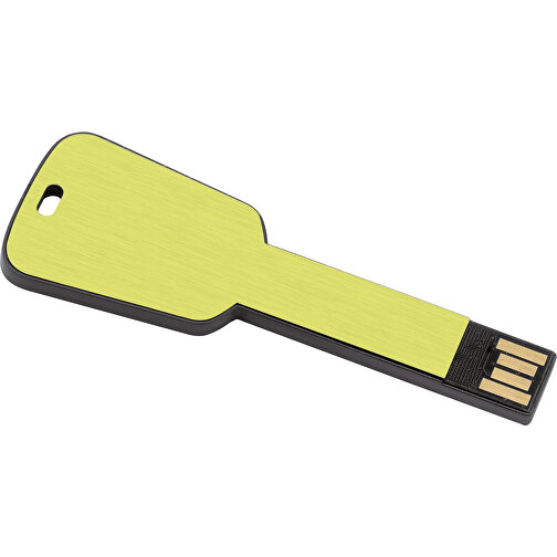 USB-Stick In Schlüsselform , limette MB , 4 GB , ABS, Aluminium MB , 2.5 - 6 MB/s MB , 7,68cm x 0,30cm x 2,80cm (Länge x Höhe x Breite), Bild 1