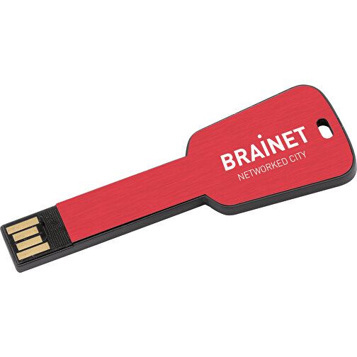 USB-Stick In Schlüsselform , rot MB , 4 GB , ABS, Aluminium MB , 2.5 - 6 MB/s MB , 7,68cm x 0,30cm x 2,80cm (Länge x Höhe x Breite), Bild 3
