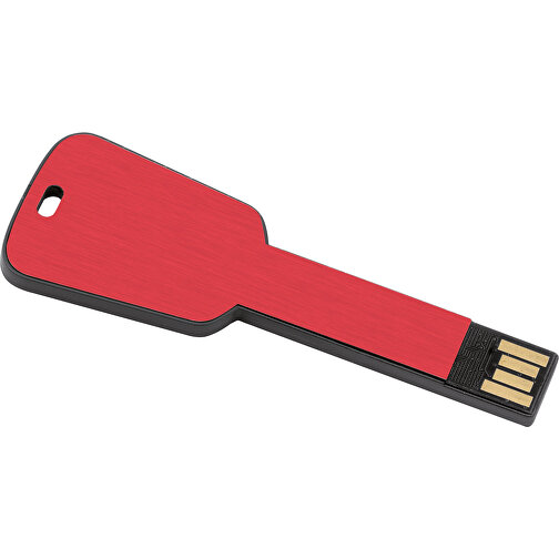USB-Stick In Schlüsselform , rot MB , 16 GB , ABS, Aluminium MB , 2.5 - 6 MB/s MB , 7,68cm x 0,30cm x 2,80cm (Länge x Höhe x Breite), Bild 1