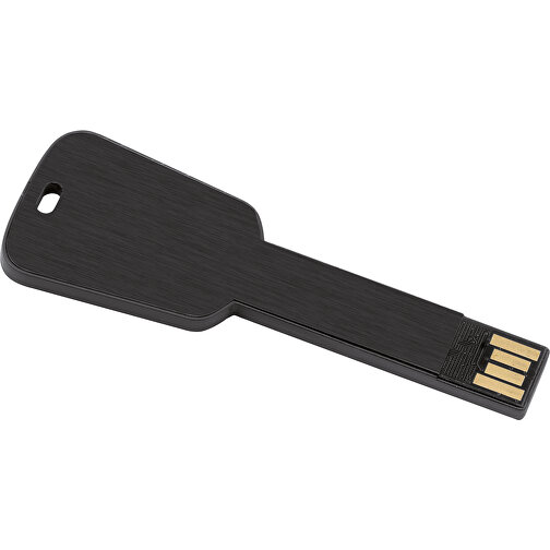 USB-Stick In Schlüsselform , schwarz MB , 4 GB , ABS, Aluminium MB , 2.5 - 6 MB/s MB , 7,68cm x 0,30cm x 2,80cm (Länge x Höhe x Breite), Bild 1