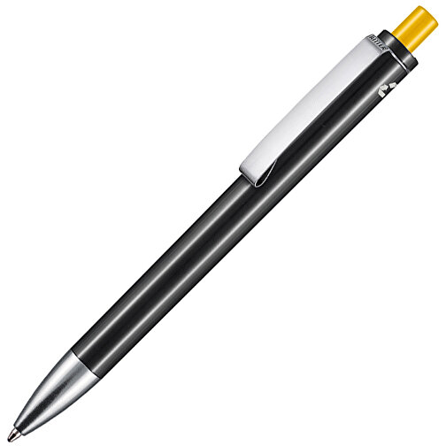 Kugelschreiber EXOS RECYCLED P , Ritter-Pen, schwarz/aprikosengelb, ABS u. Metall, 14,10cm (Länge), Bild 2