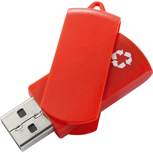 USB Stick Zum Heraus Drehen Aus 100% Recycling-Material , rot MB , 2 GB , ABS MB , 2.5 - 6 MB/s MB , 6,00cm x 1,05cm x 1,80cm (Länge x Höhe x Breite), Bild 1