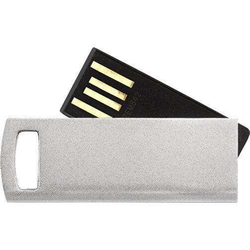 Superflacher USB Stick Mit Metallkette , mattsilber MB , 8 GB , Aluminium MB , 2.5 - 6 MB/s MB , 4,00cm x 0,30cm x 1,40cm (Länge x Höhe x Breite), Bild 3