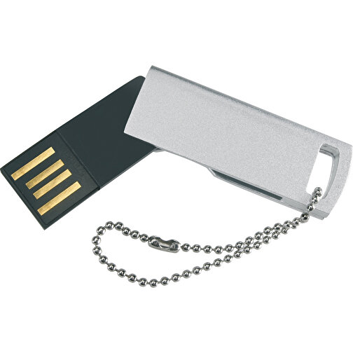 Superflacher USB Stick Mit Metallkette , mattsilber MB , 1 GB , Aluminium MB , 2.5 - 6 MB/s MB , 4,00cm x 0,30cm x 1,40cm (Länge x Höhe x Breite), Bild 2