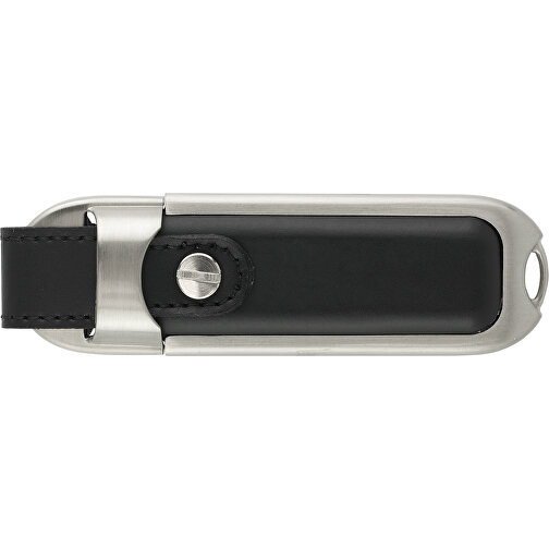 USB Stick Mit Lederapplikationen , schwarz MB , 4 GB , Metall, Leder MB , 2.5 - 6 MB/s MB , 8,60cm x 1,70cm x 2,40cm (Länge x Höhe x Breite), Bild 2