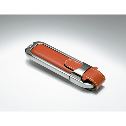 USB Stick Mit Lederapplikationen , braun MB , 4 GB , Metall, Leder MB , 2.5 - 6 MB/s MB , 8,60cm x 1,70cm x 2,40cm (Länge x Höhe x Breite), Bild 3
