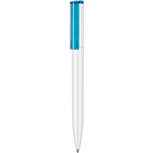 Kugelschreiber LIFT RECYCLED , Ritter-Pen, weiß / hellblau transparent, ABS-Kunststoff, 14,00cm (Länge), Bild 1