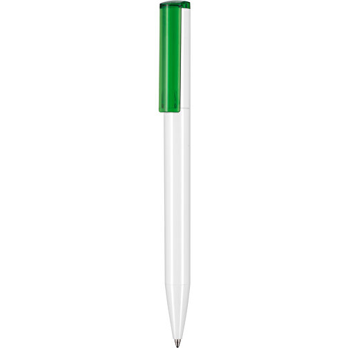 Kugelschreiber LIFT RECYCLED , Ritter-Pen, weiß / grün transparent, ABS-Kunststoff, 14,00cm (Länge), Bild 1