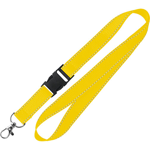 10 Mm Lanyard Mit Reflektierenden Fäden , gelb, Polyester, 92,00cm x 1,00cm (Länge x Breite), Bild 1