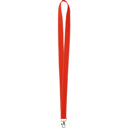 25 Mm Lanyard Mit Reflektierenden Fäden , rot, Polyester, 90,00cm x 2,50cm (Länge x Breite), Bild 1