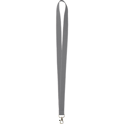 20 Mm Lanyard Mit Reflektierenden Fäden , grau, Polyester, 90,00cm x 2,00cm (Länge x Breite), Bild 1