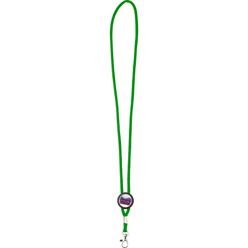 Rundes Lanyard Mit Schieber + Doming , grün, Polyester, 90,00cm x 0,50cm (Länge x Breite), Bild 1