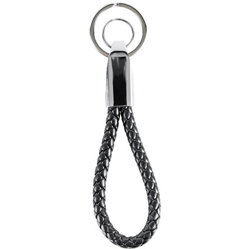 Schlüsselanhänger , schwarz, Lederähnliches Material, 13,00cm x 4,00cm (Länge x Breite), Bild 1