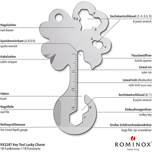 ROMINOX® nøkkelverktøy lykkeamulett / kløverblad lykkeamulett (19 funksjoner), Bilde 9