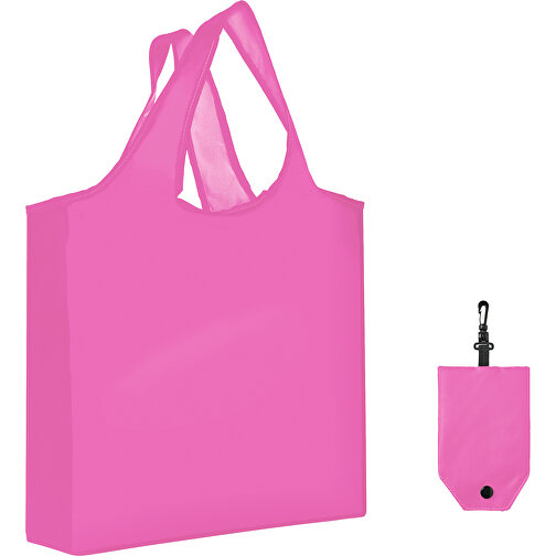 Full Color Faltbare Einkaufstasche Mit Hülle , rosa, Polyester, 12,00cm x 58,00cm x 39,00cm (Länge x Höhe x Breite), Bild 1