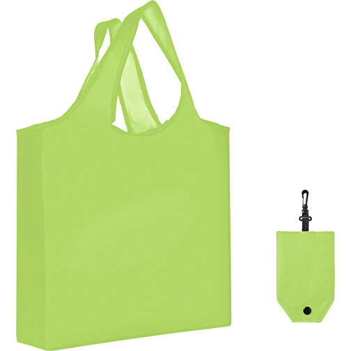 Full Color Faltbare Einkaufstasche Mit Hülle , limonengrün, Polyester, 12,00cm x 58,00cm x 39,00cm (Länge x Höhe x Breite), Bild 1