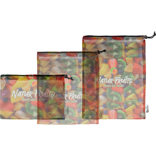Full Color RPET Einkaufsnetze-Set , schwarz, RPET, 20,00cm x 30,00cm (Höhe x Breite), Bild 1