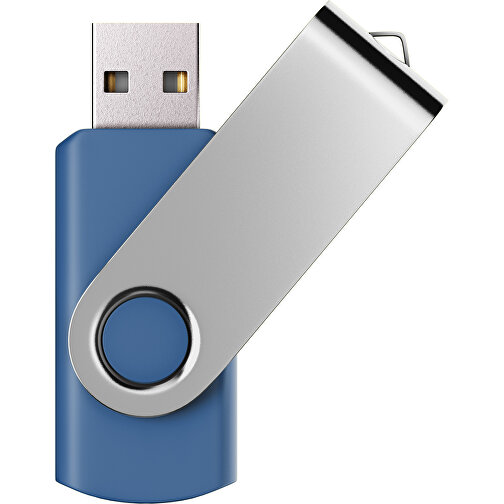 USB-Stick SWING Color 2.0 16 GB , Promo Effects MB , dunkelblau / silber MB , 16 GB , Kunststoff/ Aluminium MB , 5,70cm x 1,00cm x 1,90cm (Länge x Höhe x Breite), Bild 1