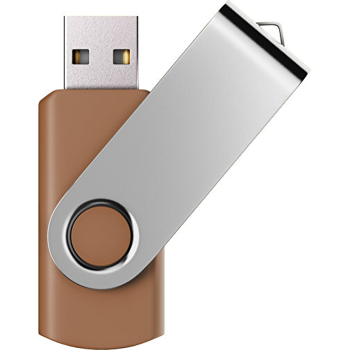USB-Stick SWING Color 2.0 64 GB , Promo Effects MB , braun / silber MB , 65 GB , Kunststoff/ Aluminium MB , 5,70cm x 1,00cm x 1,90cm (Länge x Höhe x Breite), Bild 1