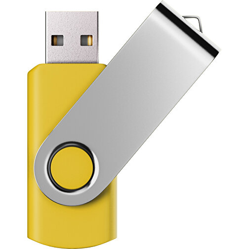 USB-Stick SWING Color 2.0 2 GB , Promo Effects MB , sonnengelb / silber MB , 2 GB , Kunststoff/ Aluminium MB , 5,70cm x 1,00cm x 1,90cm (Länge x Höhe x Breite), Bild 1