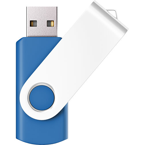 USB-Stick SWING Color 2.0 2 GB , Promo Effects MB , kobaltblau / weiß MB , 2 GB , Kunststoff/ Aluminium MB , 5,70cm x 1,00cm x 1,90cm (Länge x Höhe x Breite), Bild 1