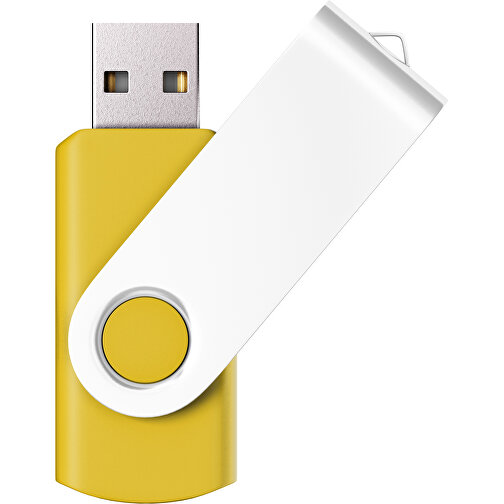 USB-Stick SWING Color 2.0 2 GB , Promo Effects MB , sonnengelb / weiß MB , 2 GB , Kunststoff/ Aluminium MB , 5,70cm x 1,00cm x 1,90cm (Länge x Höhe x Breite), Bild 1