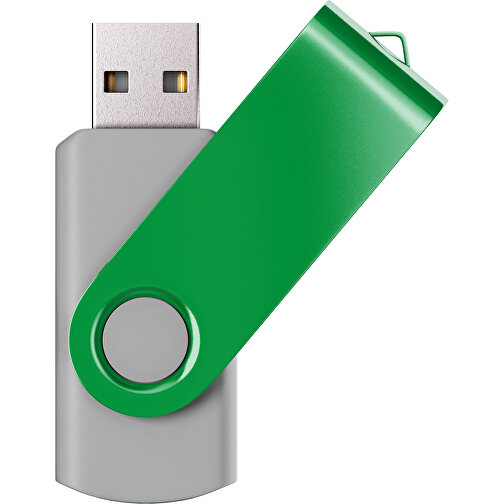 USB-Stick SWING Color 2.0 2 GB , Promo Effects MB , grau / grün MB , 2 GB , Kunststoff/ Aluminium MB , 5,70cm x 1,00cm x 1,90cm (Länge x Höhe x Breite), Bild 1