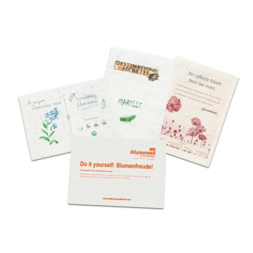 Samenpapier DIN A5 - 21,0 X 14,8 Cm - Blumenmischung 4/0-c , individuell, Saatgut, Papier, 21,00cm x 14,80cm (Länge x Breite), Bild 2