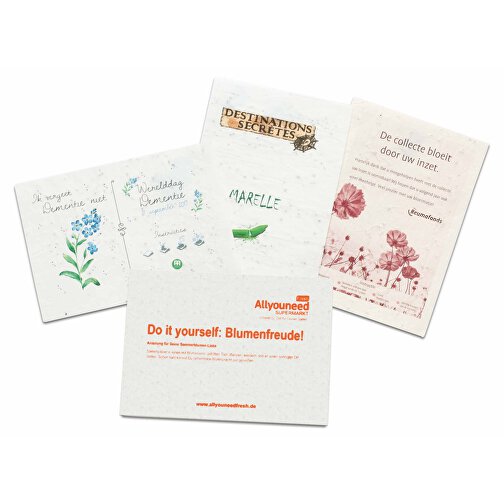 Samenpapier DIN A6 - 10,5 X 14,8 Cm - Postkarte - Kräutermischung 4/4-c , individuell, Saatgut, Papier, 14,80cm x 10,50cm (Länge x Breite), Bild 1