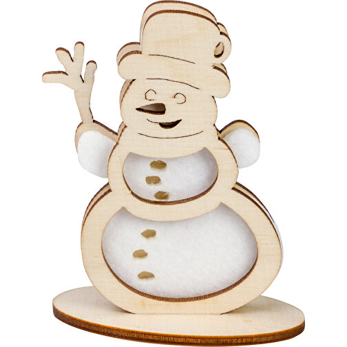 Carte de voeux Premium avec figurines feutrine et bois - Premium 4/4-c - Bonhomme de neige, Image 2
