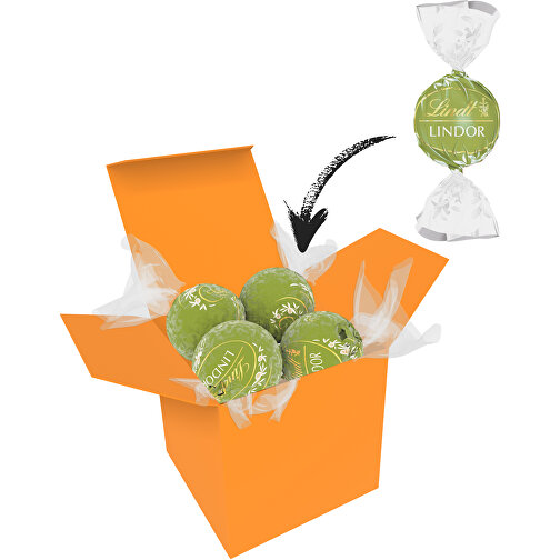 Color Lindor Box - Orange - Pistazie , Lindt, grün, Pappe, 5,50cm x 5,50cm x 5,50cm (Länge x Höhe x Breite), Bild 1