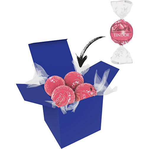 Color Lindor Box - Dunkelblau - Erdbeer-Sahne , Lindt, rosa, Pappe, 5,50cm x 5,50cm x 5,50cm (Länge x Höhe x Breite), Bild 1