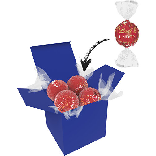 Color Lindor Box - Dunkelblau - Vollmilch , Lindt, rot, Pappe, 5,50cm x 5,50cm x 5,50cm (Länge x Höhe x Breite), Bild 1