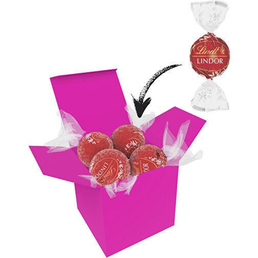 Color Lindor Box - Pink - Vollmilch , Lindt, rot, Pappe, 5,50cm x 5,50cm x 5,50cm (Länge x Höhe x Breite), Bild 1