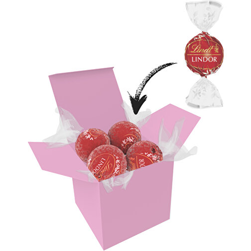 Color Lindor Box - Rosa - Vollmilch , Lindt, rot, Pappe, 5,50cm x 5,50cm x 5,50cm (Länge x Höhe x Breite), Bild 1