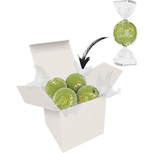 Color Lindor Box - Weiß - Pistazie , Lindt, grün, Pappe, 5,50cm x 5,50cm x 5,50cm (Länge x Höhe x Breite), Bild 1
