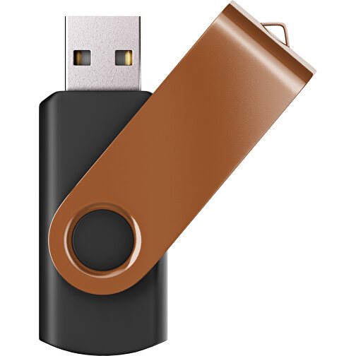 USB-Stick SWING Color 2.0 2 GB , Promo Effects MB , schwarz / braun MB , 2 GB , Kunststoff/ Aluminium MB , 5,70cm x 1,00cm x 1,90cm (Länge x Höhe x Breite), Bild 1