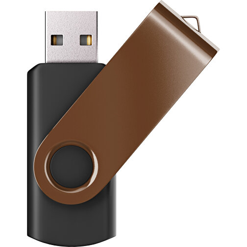 USB-Stick SWING Color 2.0 2 GB , Promo Effects MB , schwarz / dunkelbraun MB , 2 GB , Kunststoff/ Aluminium MB , 5,70cm x 1,00cm x 1,90cm (Länge x Höhe x Breite), Bild 1