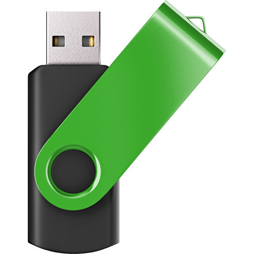 USB-Stick SWING Color 2.0 2 GB , Promo Effects MB , schwarz / grasgrün MB , 2 GB , Kunststoff/ Aluminium MB , 5,70cm x 1,00cm x 1,90cm (Länge x Höhe x Breite), Bild 1