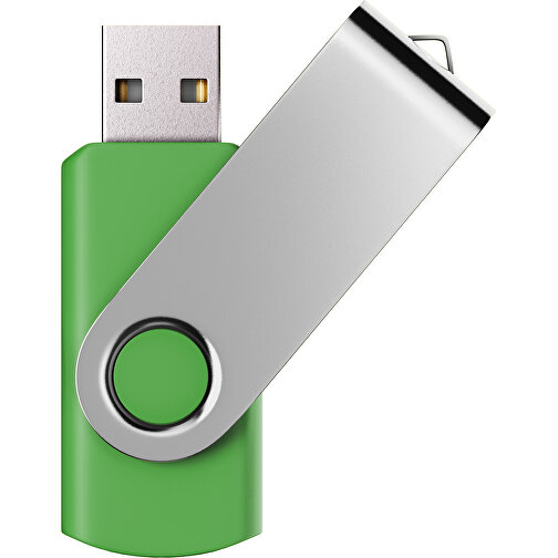 USB-Stick SWING Color 2.0 1 GB , Promo Effects MB , grasgrün / silber MB , 1 GB , Kunststoff/ Aluminium MB , 5,70cm x 1,00cm x 1,90cm (Länge x Höhe x Breite), Bild 1