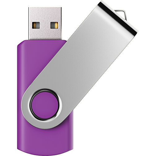 USB-Stick SWING Color 2.0 128 GB , Promo Effects MB , dunkelmagenta / silber MB , 131 GB , Kunststoff/ Aluminium MB , 5,70cm x 1,00cm x 1,90cm (Länge x Höhe x Breite), Bild 1