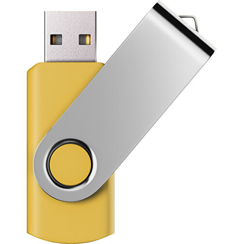 USB-Stick SWING Color 2.0 64 GB , Promo Effects MB , goldgelb / silber MB , 65 GB , Kunststoff/ Aluminium MB , 5,70cm x 1,00cm x 1,90cm (Länge x Höhe x Breite), Bild 1