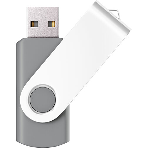 USB-Stick SWING Color 2.0 32 GB , Promo Effects MB , silber / weiß MB , 32 GB , Kunststoff/ Aluminium MB , 5,70cm x 1,00cm x 1,90cm (Länge x Höhe x Breite), Bild 1